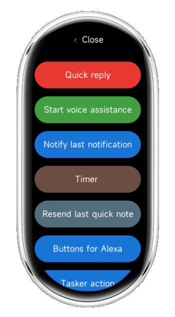 Notify Buttons on Xiaomi watch with custom actions mapped to watch controls