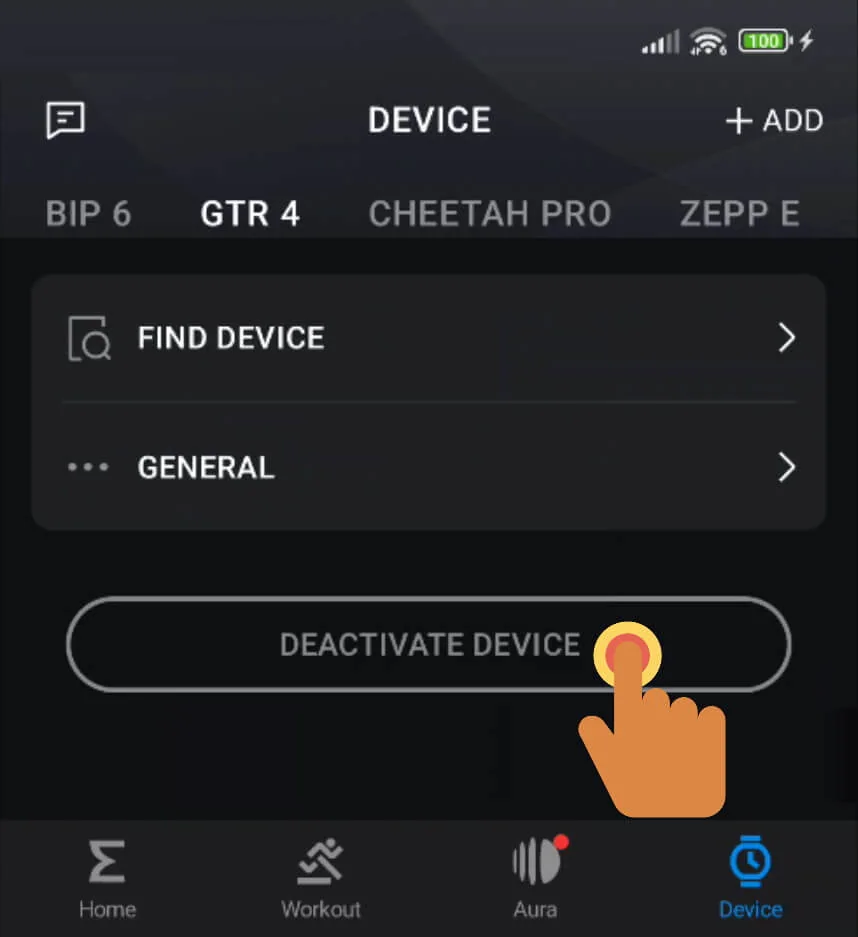 Zepp App Deactivate Watch Screenshot