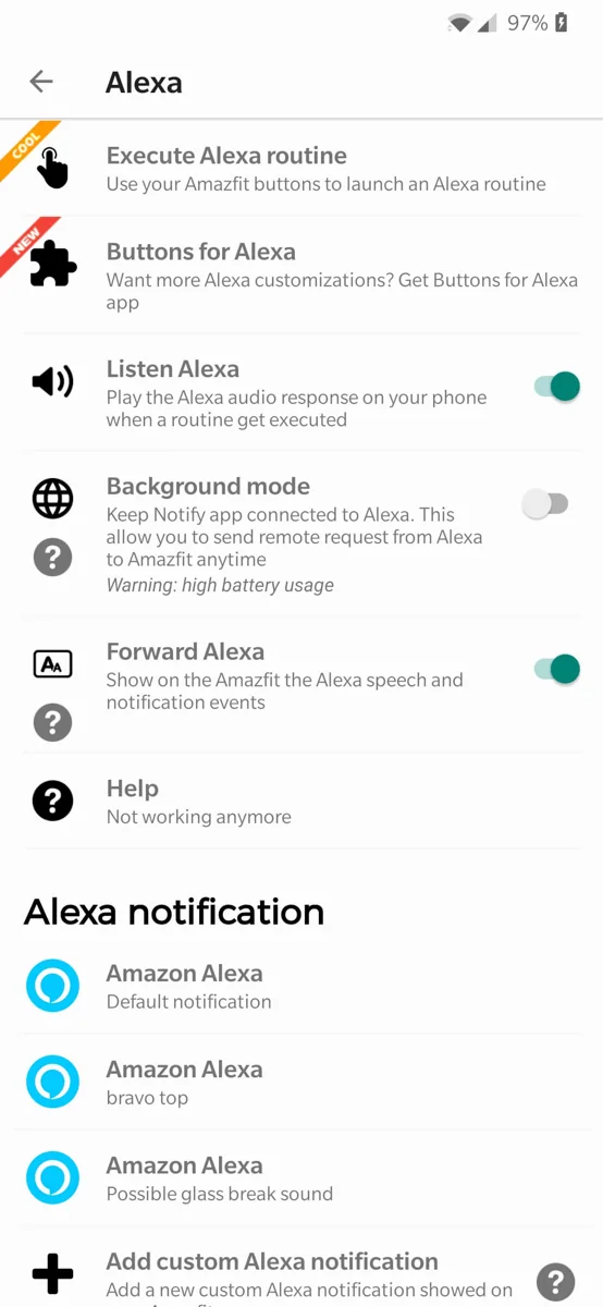 Mi Band Notify App Screenshot - Alexa Page