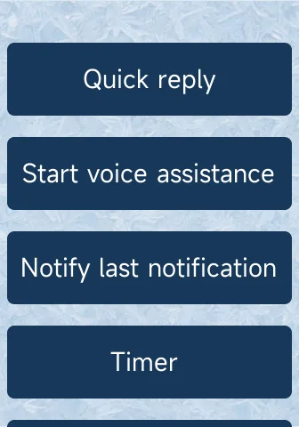 Custom theme preview for Notify app buttons screen