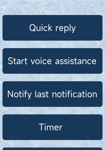 Custom theme preview for Notify app buttons screen
