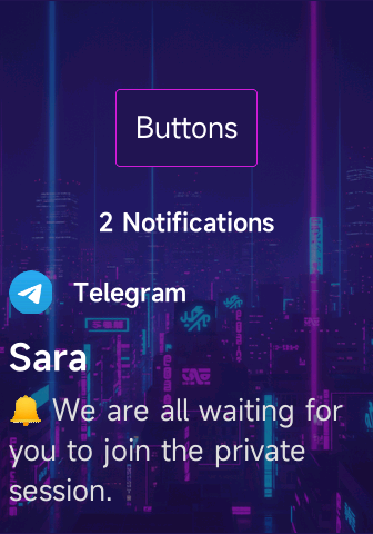 Custom theme preview for Notify app main screen